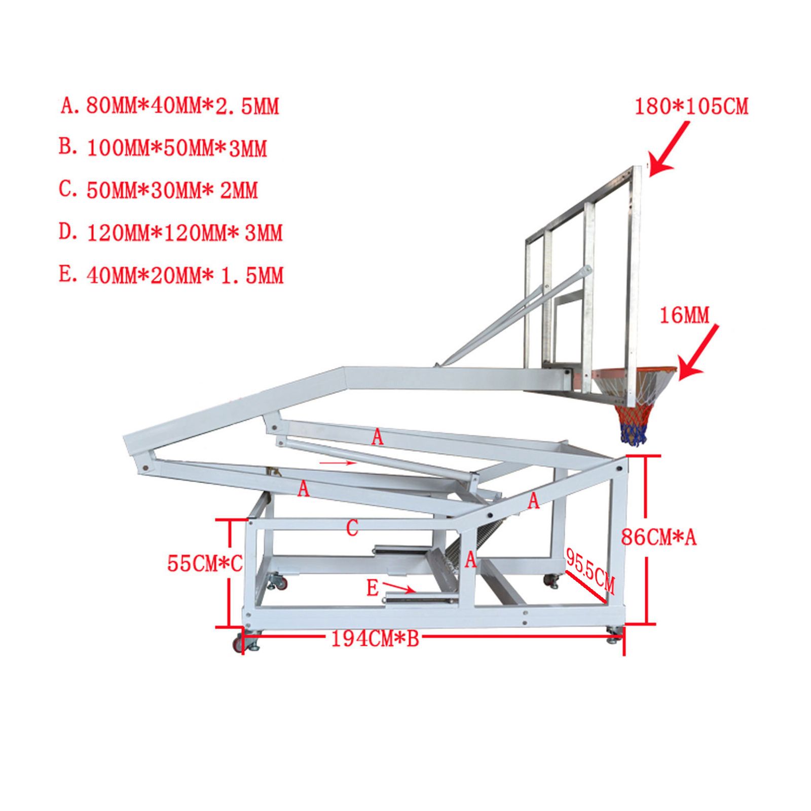 Баскетбольная мобильная стойка DFC STAND72G фото №8