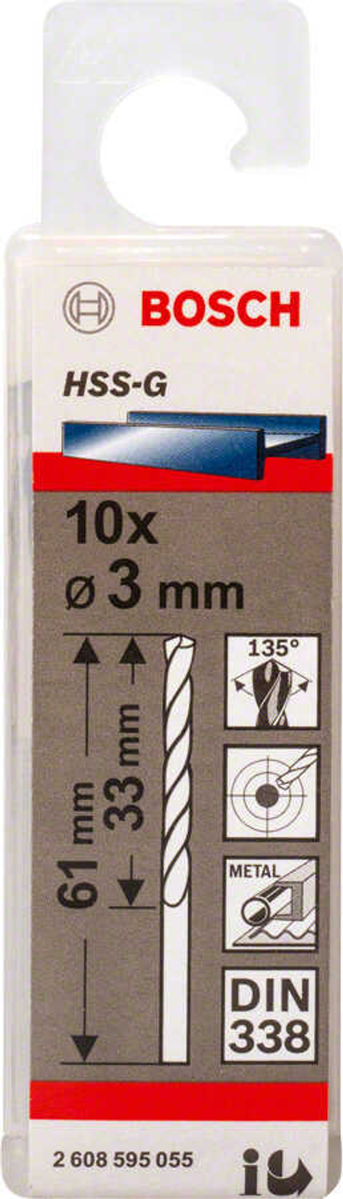 Сверло по металлу HSS-G 3 мм BOSCH 2608595055