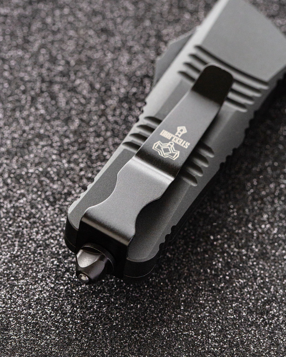 Автоматический складной нож SteelBro Mini Troodon Black Tanto 240-1T (черный-черный) фронталка/выкидуха