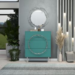 Комод Арт Колор matte Стайл Сильвер с 3 ящиками Пастельно-синий матовый