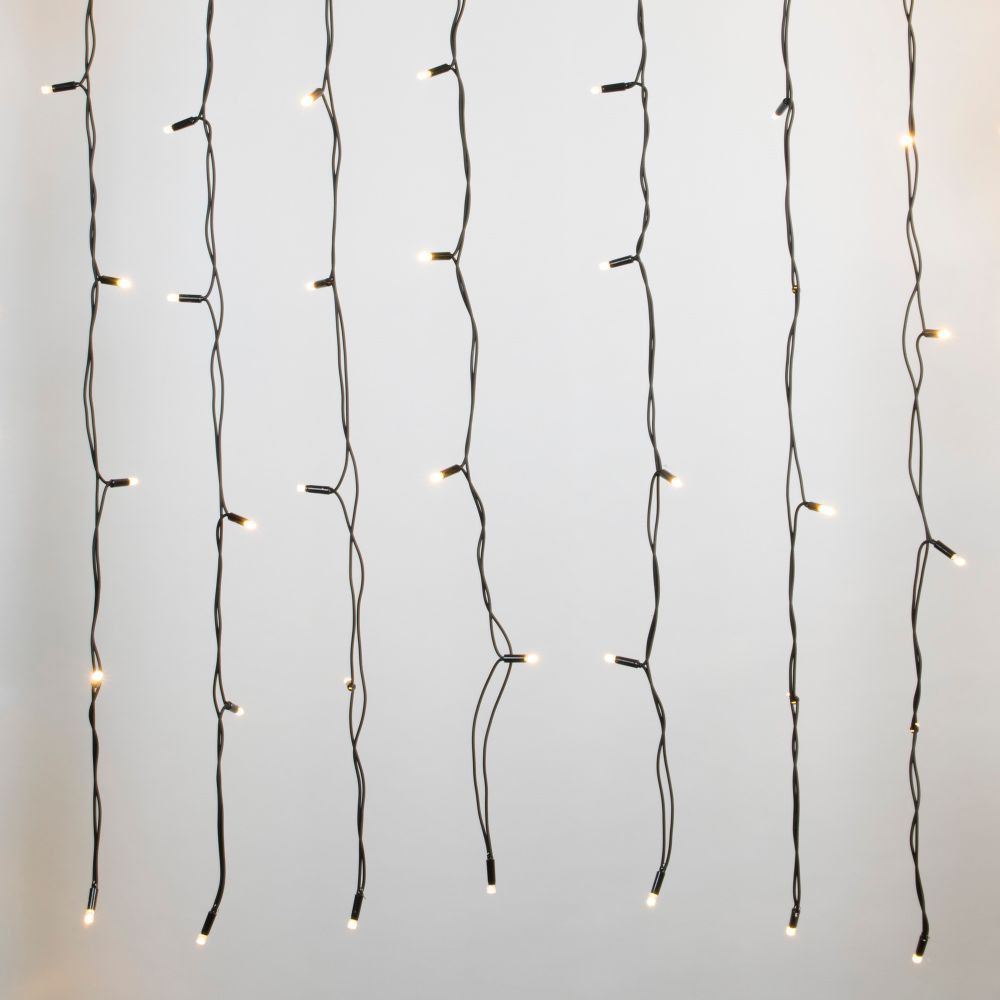 ULD-C2030-240-TBK WARM WHITE IP67 Занавес светодиодный с эффектом мерцания. 3х2м. Соединяемый. 240 светодиодов. Теплый белый свет. Провод черный. TM Uniel.