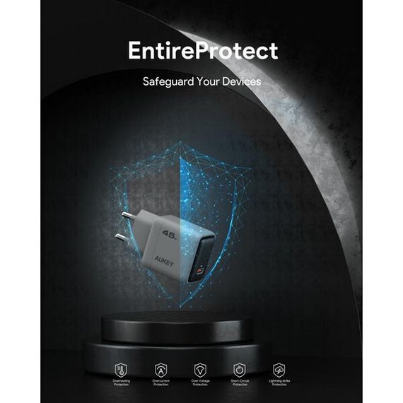 Cетевое зарядное устройство Aukey Comet 45W (AWC-PA-C2G) Gray