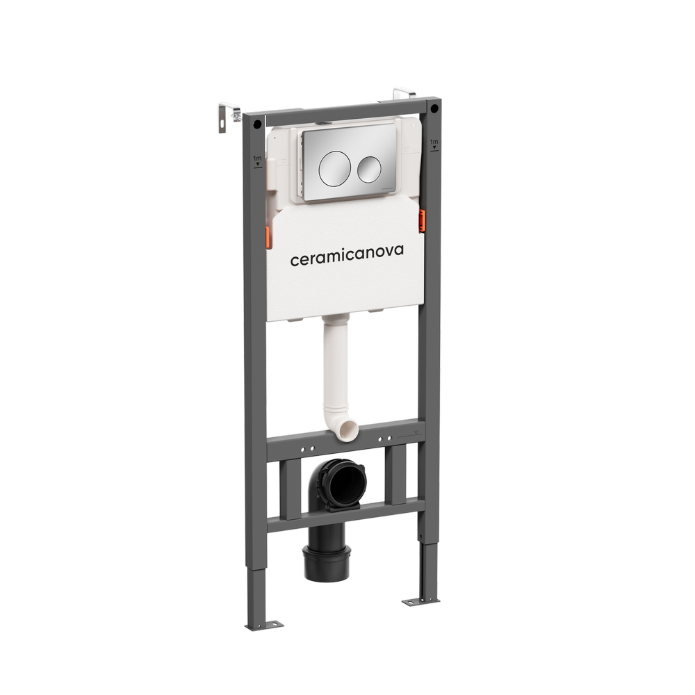 Система инсталляции для унитазов CERAMICANOVA Balance с кнопкой смыва Circle, цвет хром глянцевый, с креплениями, арт. CN121001CH