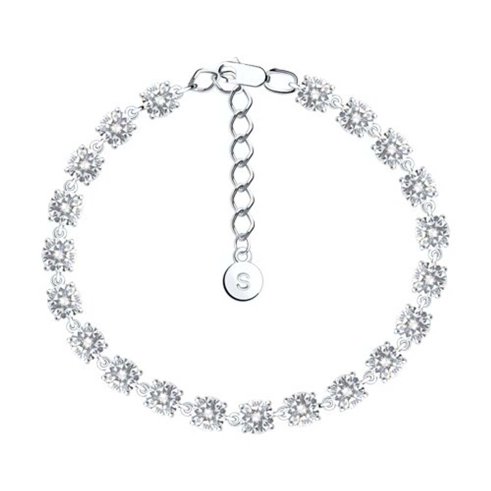 Браслет из серебра с фианитами