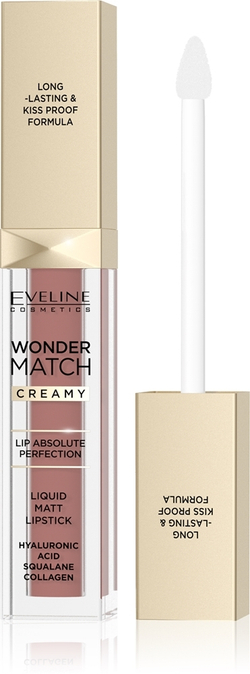 Eveline Cosmetics Wonder Match - Долговечная матовая жидкая помада с гиалуроновой кислотой, 6,8 ml