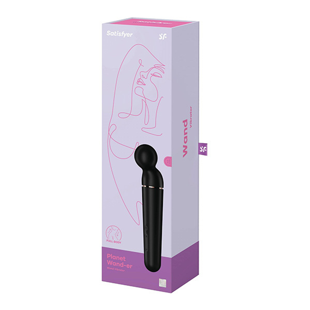 Черный вибромассажер 21,9см Satisfyer Planet Wand-er 4018553