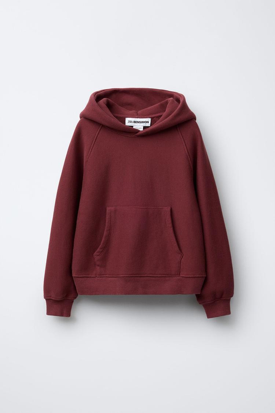 ZARA Х BENSIMON ® ТОЛСТОВКА С КАПЮШОНОМ, БОРДОВЫЙ