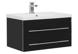 Тумба с раковиной Aquanet Верона NEW 75 черный (подвесная 2 ящика)