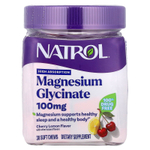 Natrol, Глицинат магния, высокая усвояемость, вишневый лимон, 100 мг, 30 жевательных таблеток