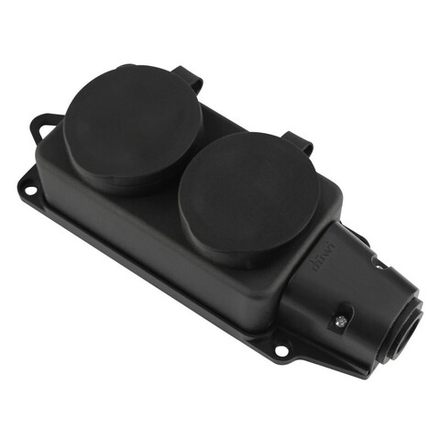 Колодка каучуковая duwi 2 гнезда с/з IP44 черная