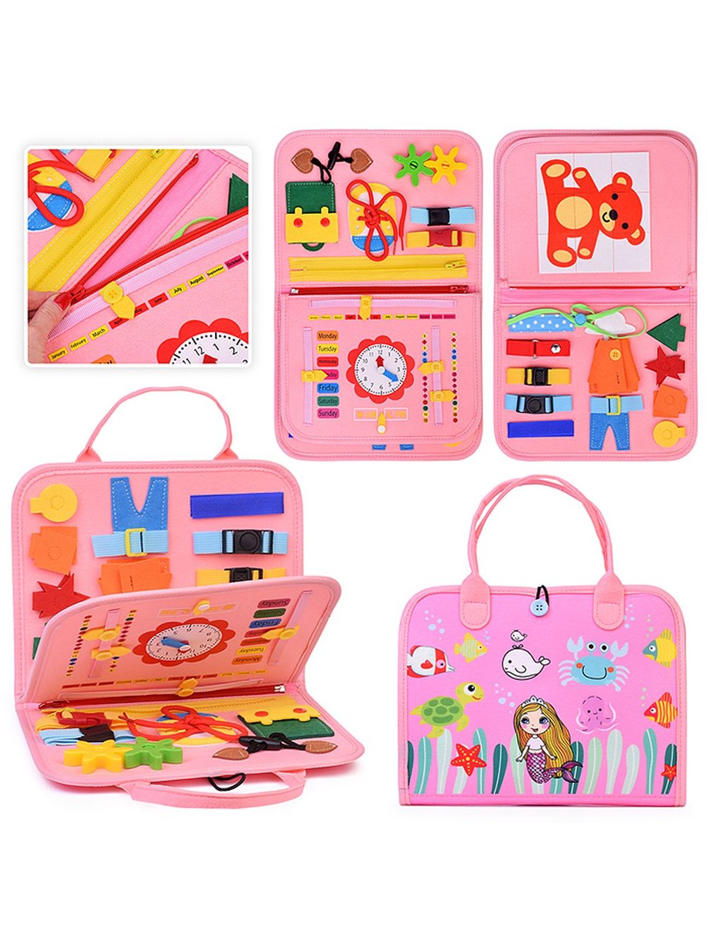 Бизиборд Развивай-ка в розовой сумочке