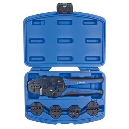 Цена на KING TONY (67G0005) Кримпер храповичный для обжима изолированных наконечников, 5 предметов, кейс