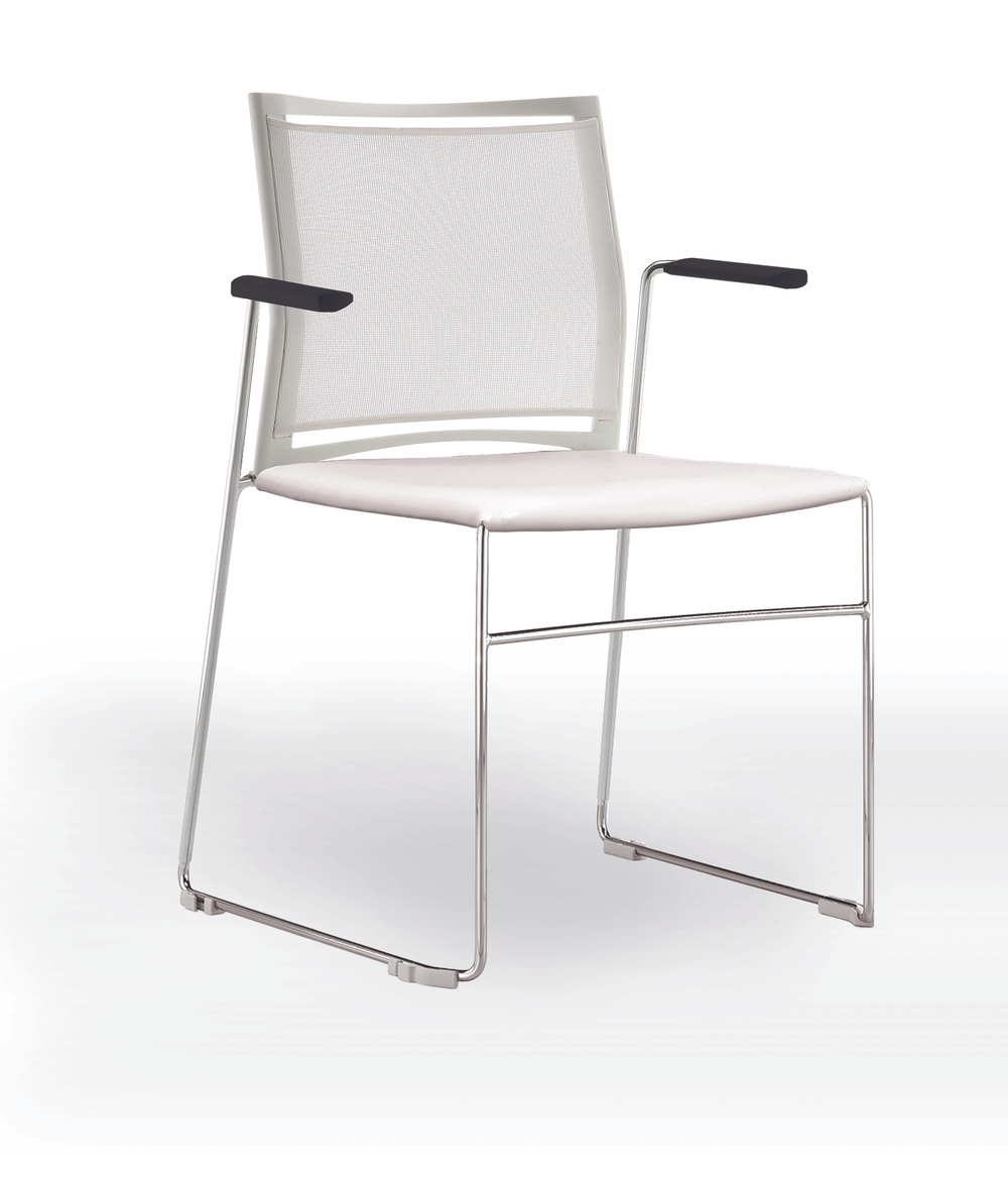 Web стул на полозьях с подлокотниками и спинкой-сеткой