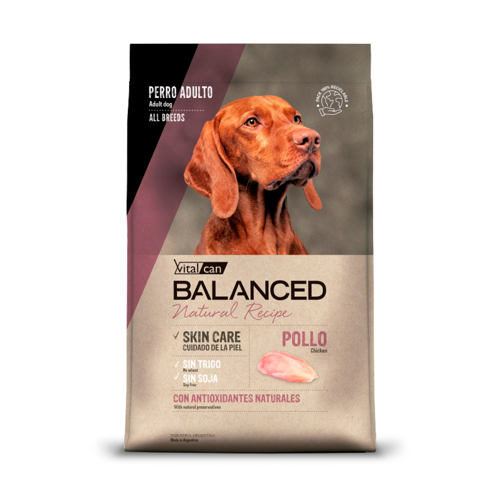 Сухой корм Vitalcan Balanced Dog Adult Natural Recipe с курицей для собак, 3кг (Виталкан)