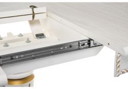 Деревянный стол Павия 100(130)х100х79 молочный с золотой патиной