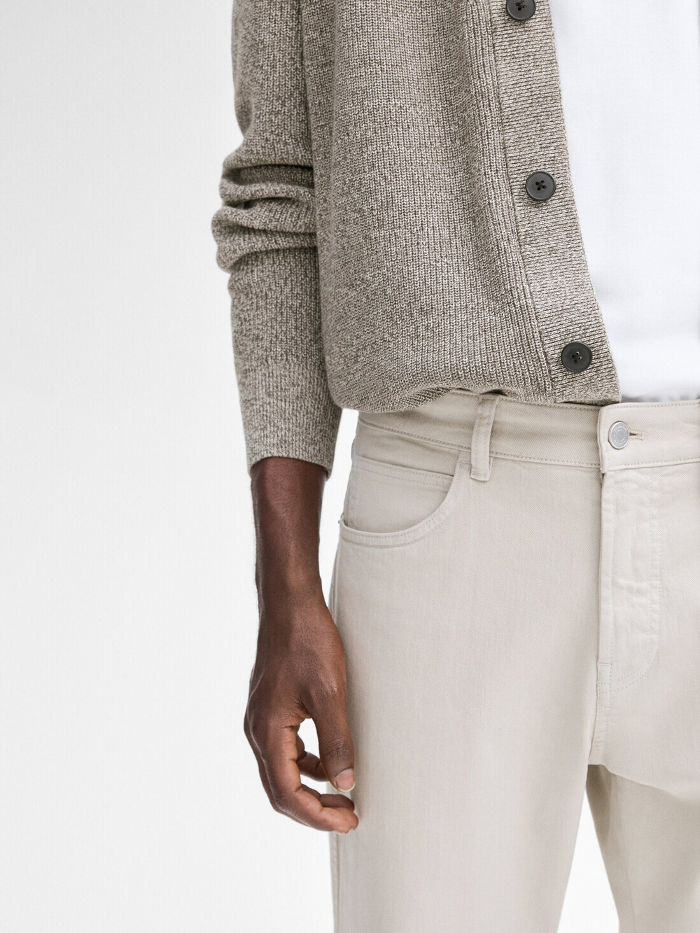 Massimo Dutti Зауженные брюки с отделкой под деним, серый