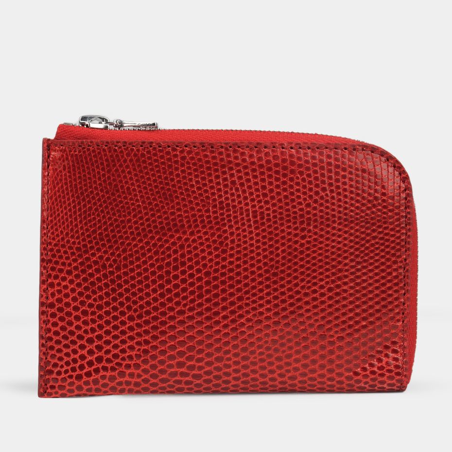 Zipped mini wallet Pont-Aven lizard skin red