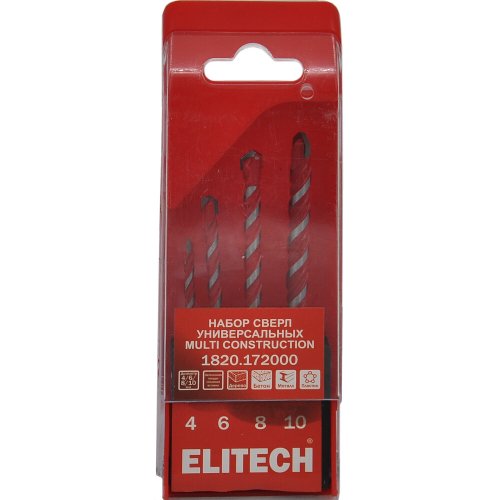 Набор сверл ELITECH Multi Construction 4 шт.   1820.172000