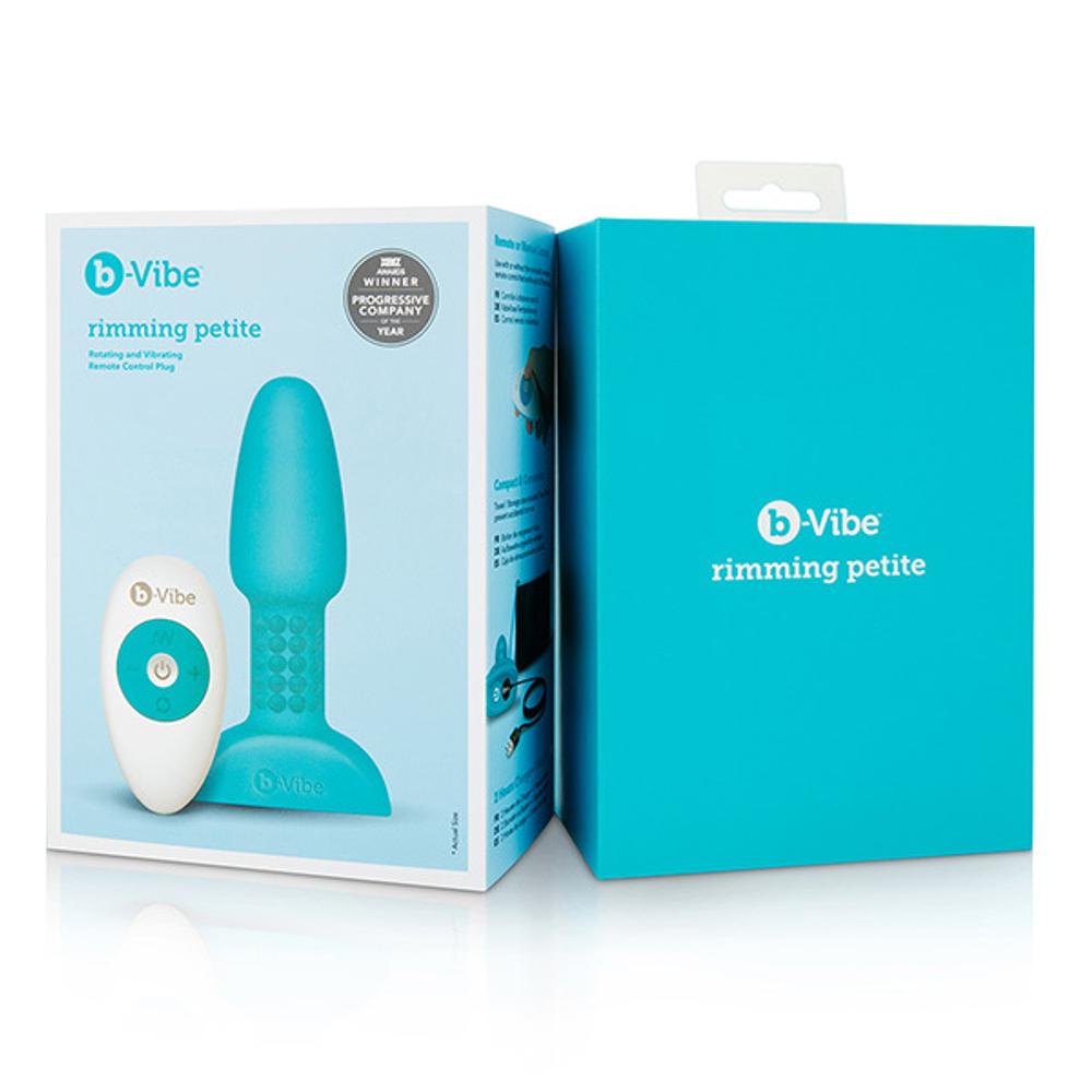 Голубая анальная премиум-пробка с римминг эффектом b-Vibe Rimming Petite BV-006-TL