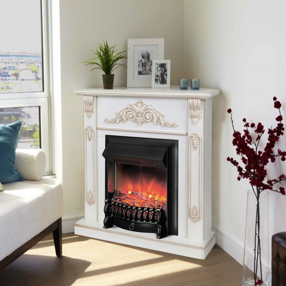 Каминокомплект Real Flame Anita Corner WT с очагом Fobos Lux Black (угловой) (без пульта)