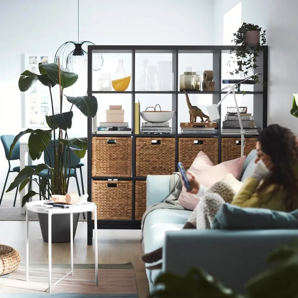 Стеллаж - IKEA KALLAX, 147х39х164 см, черно-коричневый/черный, КАЛЛАКС ИКЕА