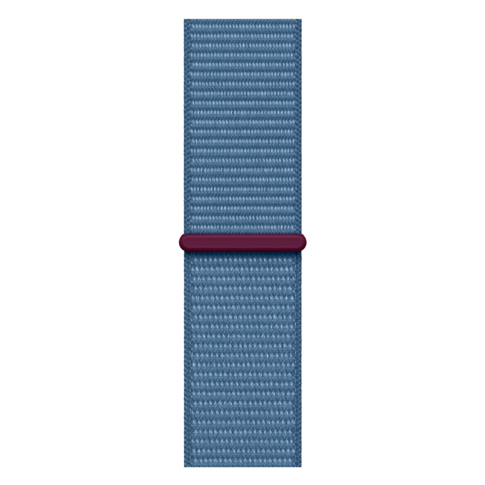 Apple Watch Series 9, 45 мм, корпус из алюминия Silver, тканевая спортивная петля Winter Blue