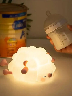 овечки ночник детский силиконовый 1 шт, три уровня яркости, выключение по таймеру, можно использовать в детской и спальне