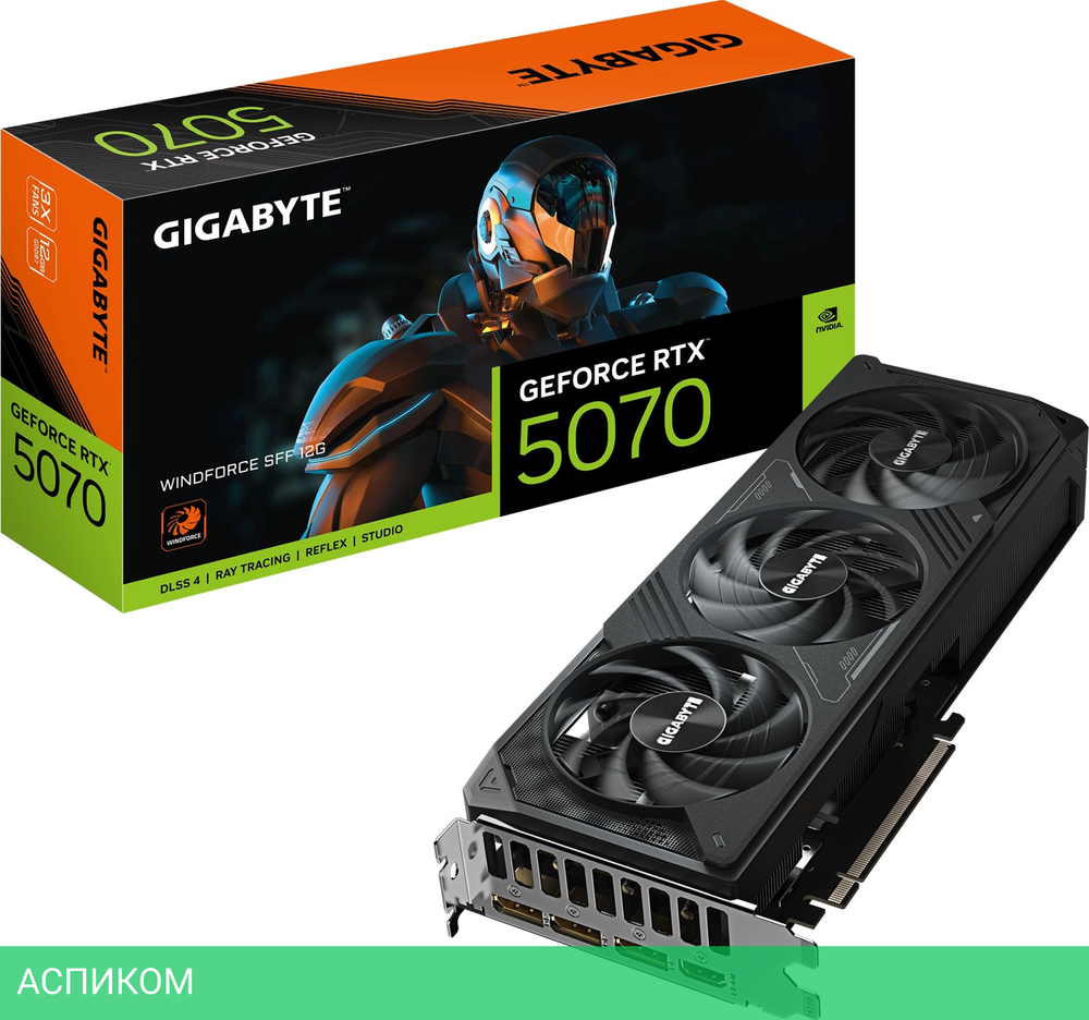 Видеокарта Gigabyte GeForce RTX 5070 Windforce SFF 12G GDDR7 (GV-N5070WF3-12GD)