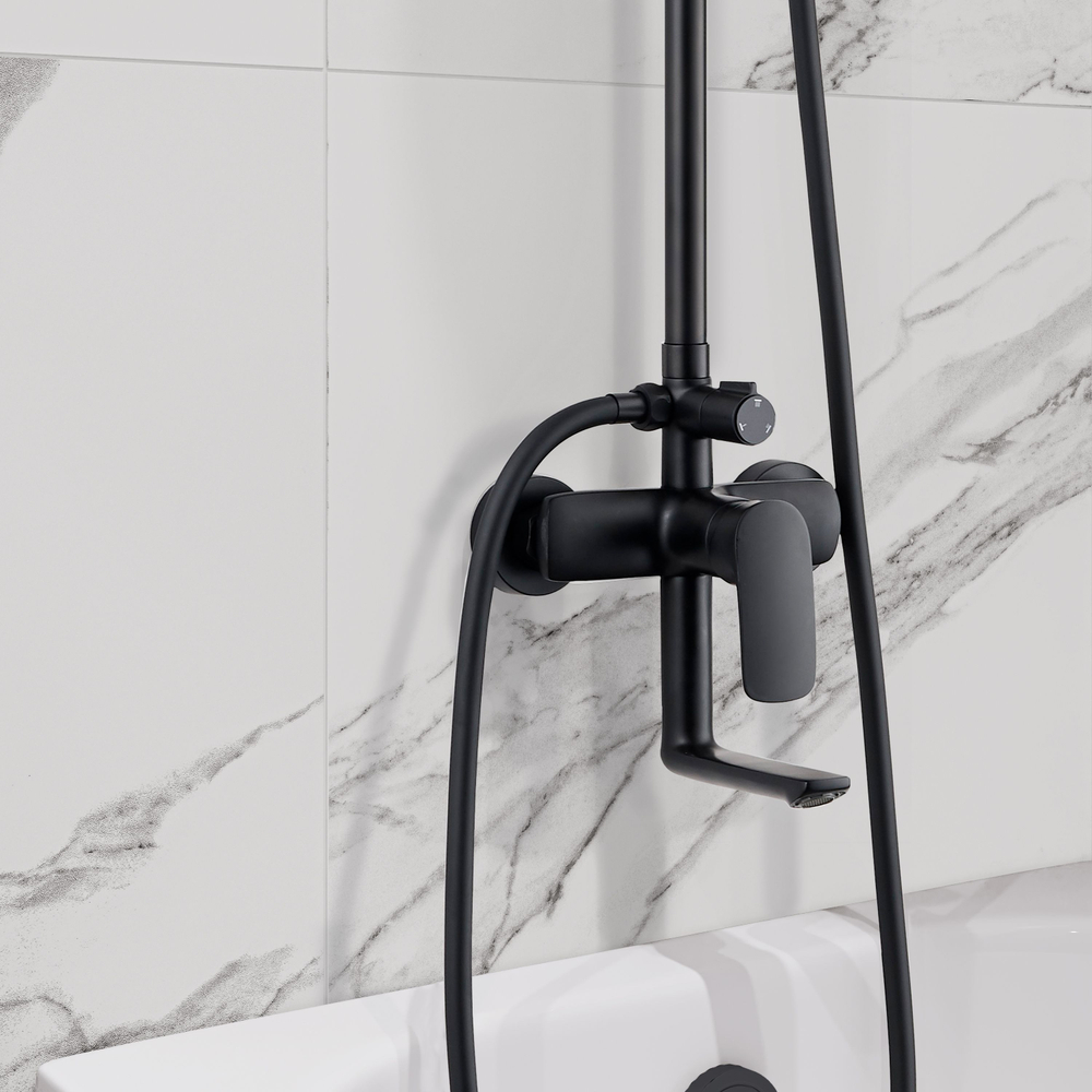 Душевая стойка с тропическим душем Culto NOKS черная SS01NSB