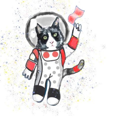 Кот в космосе веселый принт