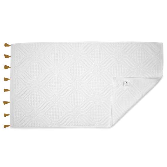 Полотенце банное белое, с кисточками цвета карри из коллекции essential, 70х140 см