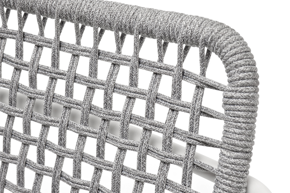 "Тунис" стул плетенный из роупа, каркас алюминий белый, роуп светло-серый