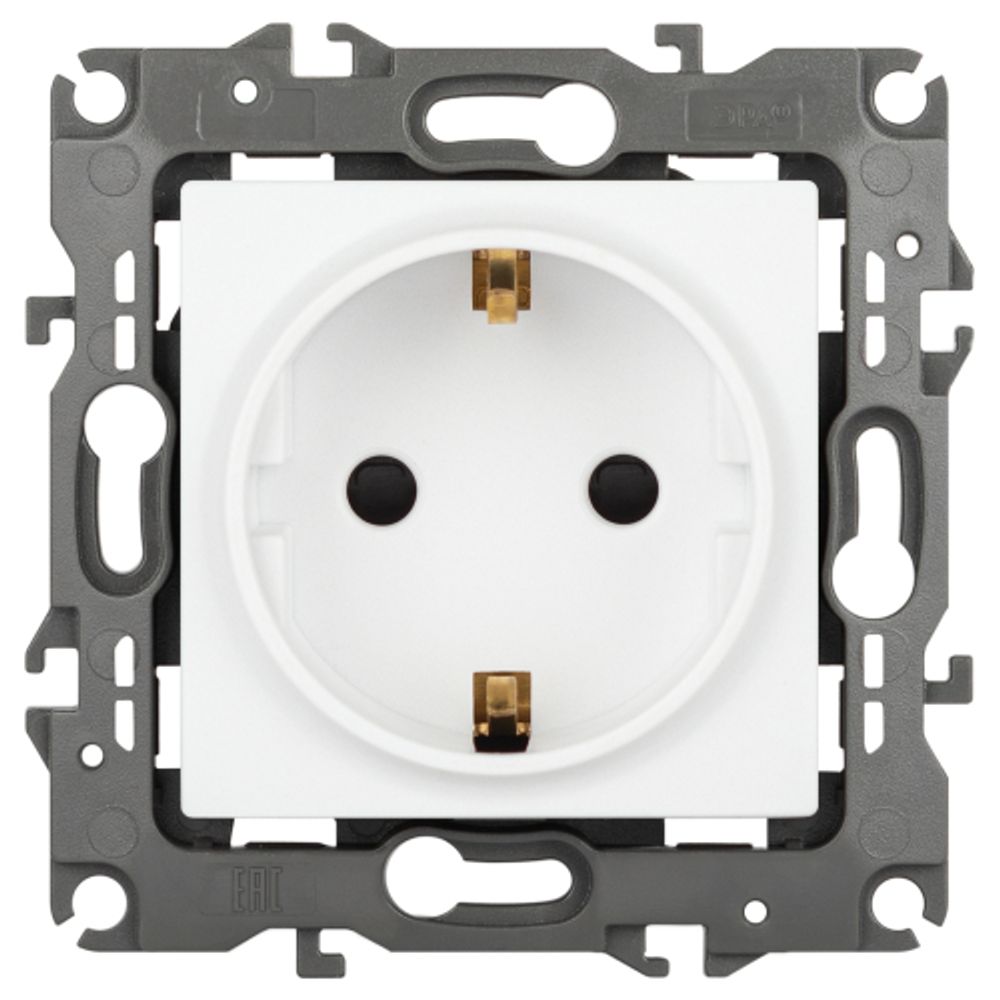 Розетка ЭРА Серия 12 12-2102-01М 2P+E Schuko со шторками, 16А-250В, белый матовый