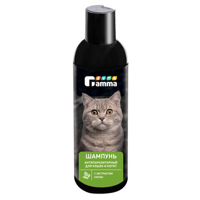 Шампунь антипаразитарный Gamma для кошек и котят с экстрактом сосны
