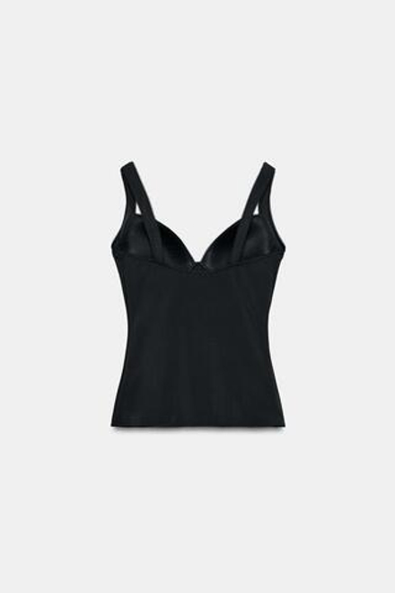 ZARA КОМБИНИРОВАННЫЙ ТОП ИЗ ПОЛИАМИДА, ЧЕРНЫЙ