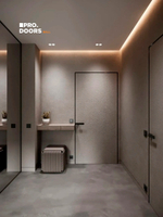 Дверь межкомнатная скрытого монтажа Invisible, Скрытая дверь под покраску с черной кромкой, Правая