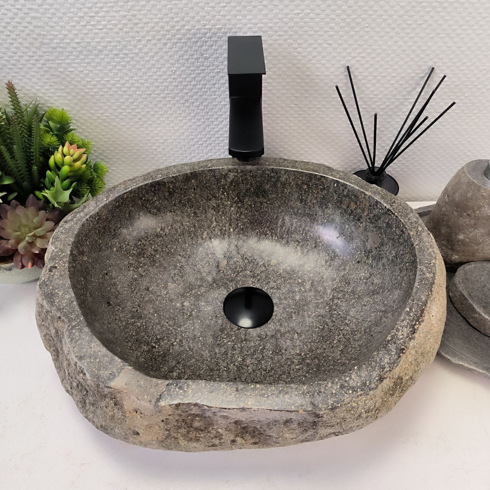 Раковина из речного камня RS-64120 (48*38*15) 0122