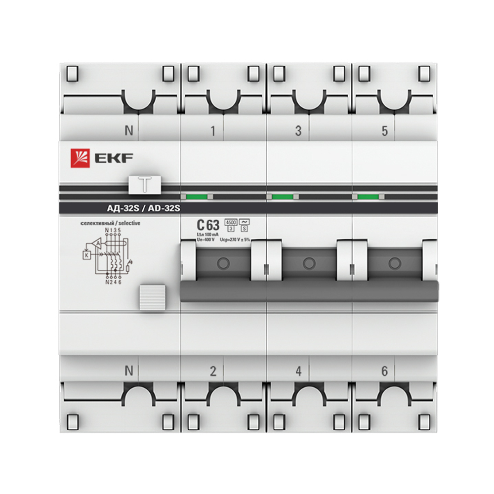 Автомат дифференциальный EKF DA32-63-100S-4P-pro