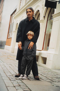 ZARA БРЮКИ БЭГГИ В КЛЕТКУ, ЧЕРНЫЙ