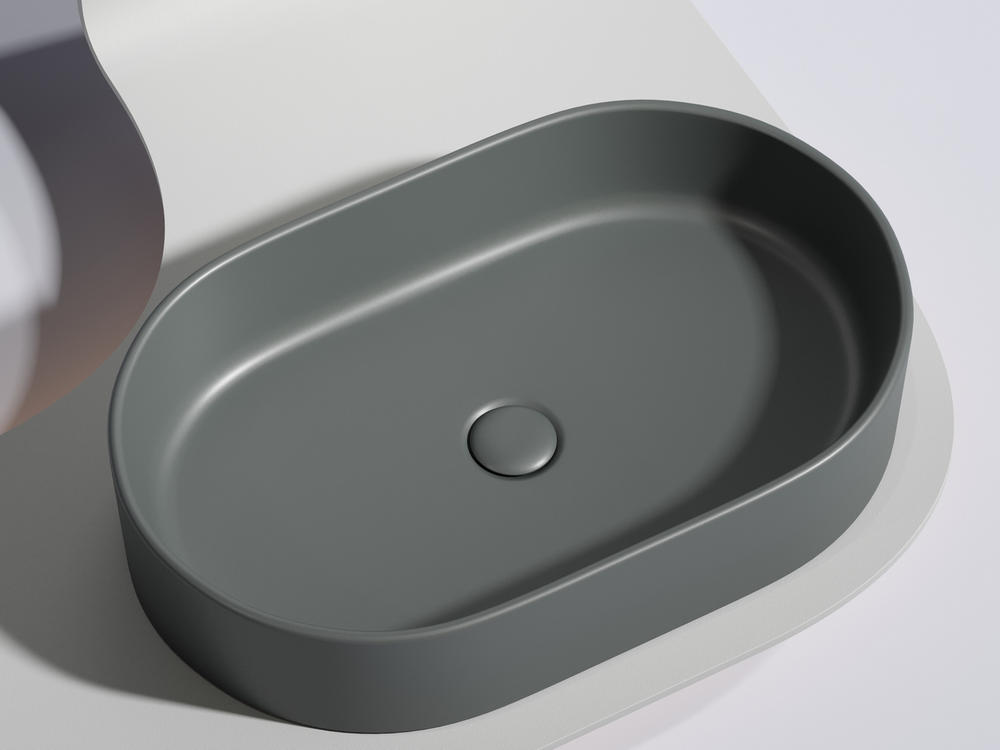 Умывальник чаша накладная овальная (цвет Темный Антрацит Матовый) Element 608x385x122мм