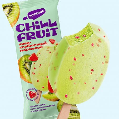 Мороженое эскимо "Chill Fruit" киви-клубн мармелад 65г