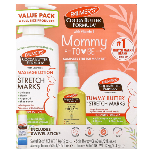 Palmer's, Mommy To Be, комплексный набор от растяжек, 4 шт.