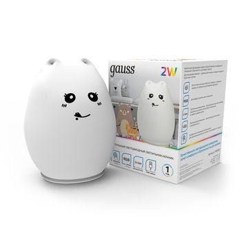 Светильник ночник настольный "Кошка" 2W RGB NN303 белый Gauss
