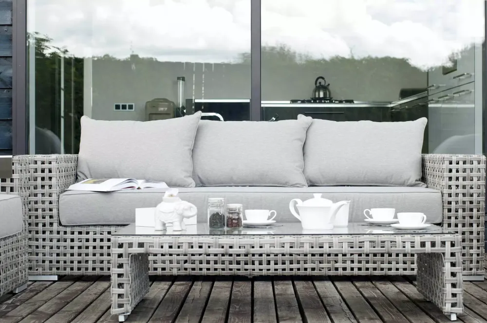 "Тито" диван из искусственного ротанга трехместный, цвет серый