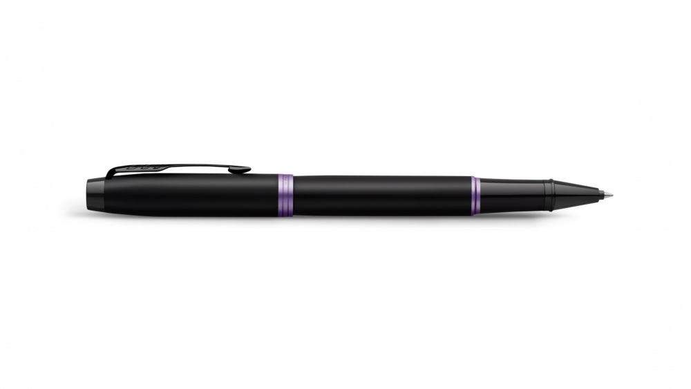 Ручка-роллер Parker IM Vibrant Rings Flame Amethyst Purple, стержень:Fblk, в подарочной упаковке.