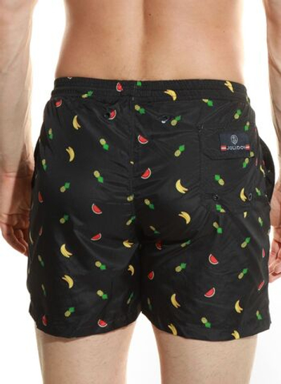 Мужские пляжные шорты с принтом в виде фруктов (Размер: XXL) (Цвет: черный)