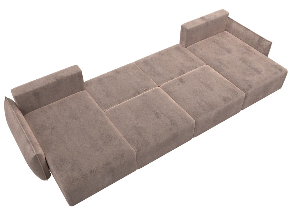 Диван П-образный Лига-051 НПБ Лонг ВЕЛЮР TOWER 05 бежевый