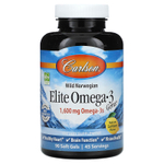 Carlson, Elite Omega-3 Gems®, отборные омега-3 кислоты из норвежской рыбы дикого улова, натуральный лимонный вкус, 90 капсул