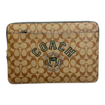 COACH Coated Canvas With Smooth Leather Clutch Laptop Bag Large Women"s Khaki
