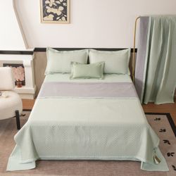 Комплект постельного белья с покрывалом Сатин Вуаль Авроры «Зелёный шёпот»